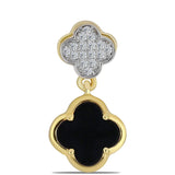 Pandantiv din Argint 925 Placat cu Aur ( 1.69 grame ) cu Onix Negru și Topaz Alb 1.13 Carate