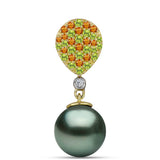 Pandantiv din Argint 925 Placat cu Aur ( 1.2 grame ) cu Perlă De apă Dulce cu Efect "Verde Tahitian" și Citrin Ural 8.49 Carate