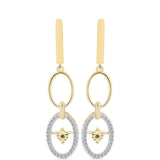 Cercei din Argint 925 Placat cu Aur ( 5.11 grame ) cu Diamant Coniac și Topaz Alb 0.36 Carate