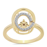 Inel din Argint 925 Placat cu Aur ( 3.57 grame ) cu Diamant Coniac și Topaz Alb 0.19 Carate