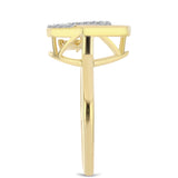 Inel din Argint 925 Placat cu Aur ( 3.57 grame ) cu Diamant Coniac și Topaz Alb 0.19 Carate