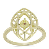 Inel din Argint 925 Placat cu Aur ( 2.43 grame ) cu Diamant Coniac 0.01 Carate