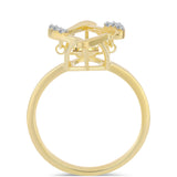 Inel din Argint 925 Placat cu Aur ( 2.39 grame ) cu Diamant Coniac și Topaz Alb 0.06 Carate