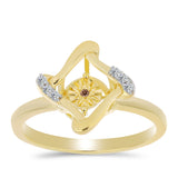 Inel din Argint 925 Placat cu Aur ( 2.39 grame ) cu Diamant Coniac și Topaz Alb 0.06 Carate