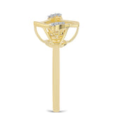 Inel din Argint 925 Placat cu Aur ( 2.39 grame ) cu Diamant Coniac și Topaz Alb 0.06 Carate