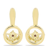 Cercei din Argint 925 Placat cu Aur ( 3.65 grame ) cu Diamant Coniac 0.01 Carate