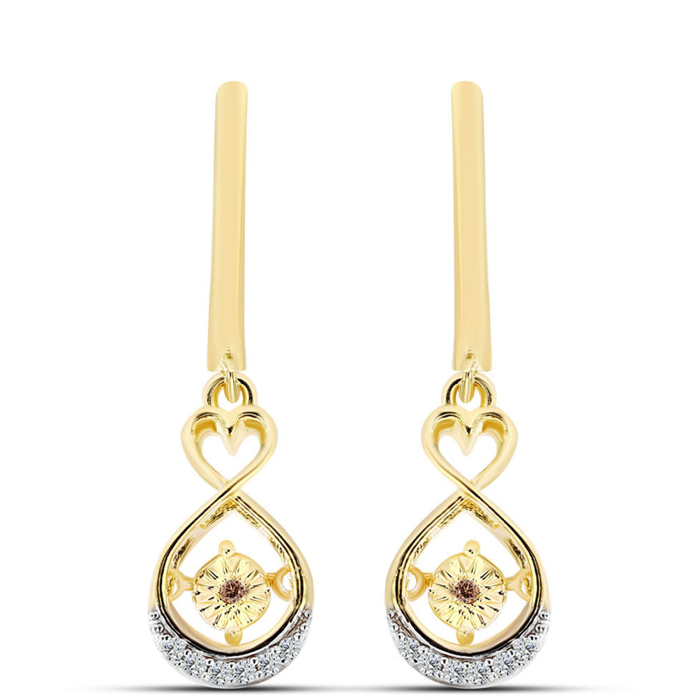 Cercei din Argint 925 Placat cu Aur ( 3.66 grame ) cu Diamant Coniac și Topaz Alb 0.11 Carate