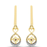 Cercei din Argint 925 Placat cu Aur ( 3.66 grame ) cu Diamant Coniac și Topaz Alb 0.11 Carate