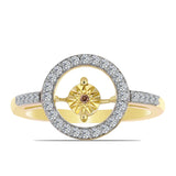 Inel din Argint 925 Placat cu Aur ( 3.07 grame ) cu Diamant Coniac și Topaz Alb 0.31 Carate