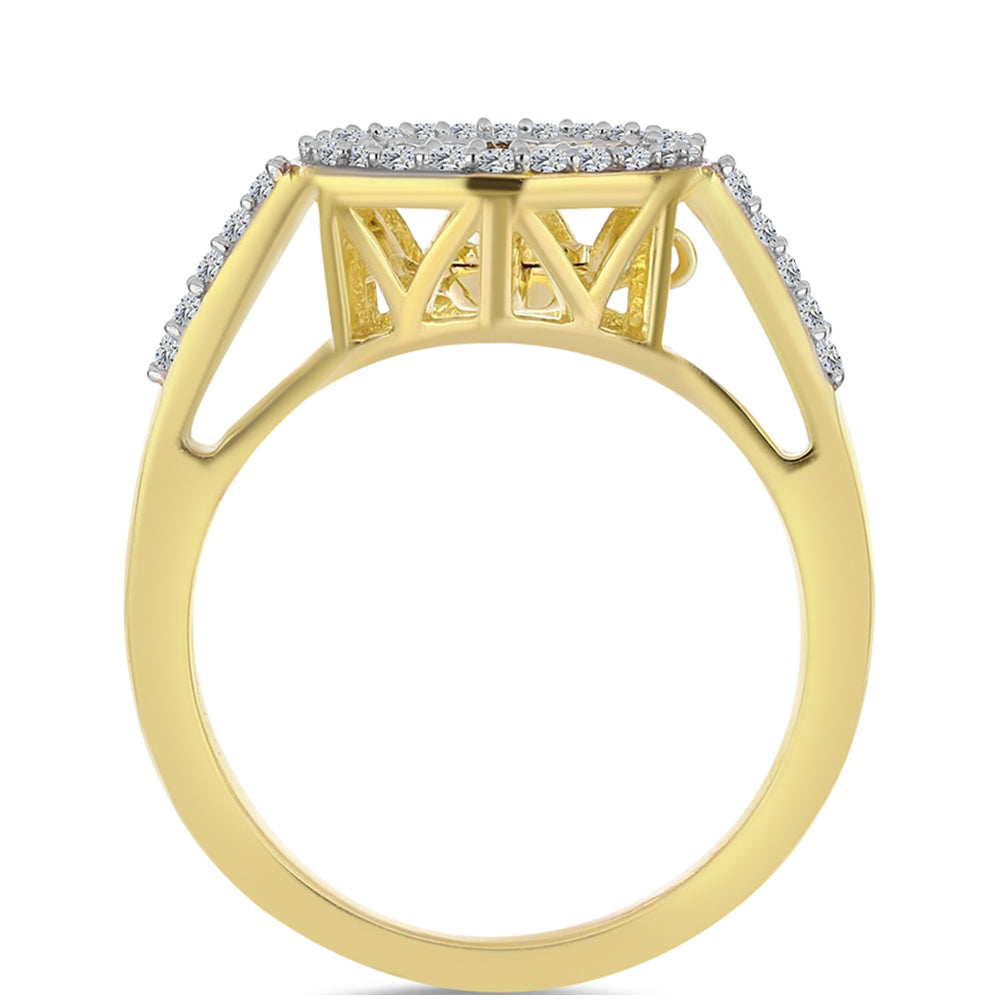 Inel din Argint 925 Placat cu Aur ( 3.07 grame ) cu Diamant Coniac și Topaz Alb 0.31 Carate