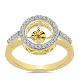 Inel din Argint 925 Placat cu Aur ( 3.07 grame ) cu Diamant Coniac și Topaz Alb 0.31 Carate