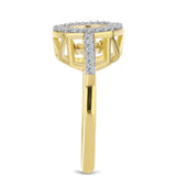 Inel din Argint 925 Placat cu Aur ( 3.07 grame ) cu Diamant Coniac și Topaz Alb 0.31 Carate