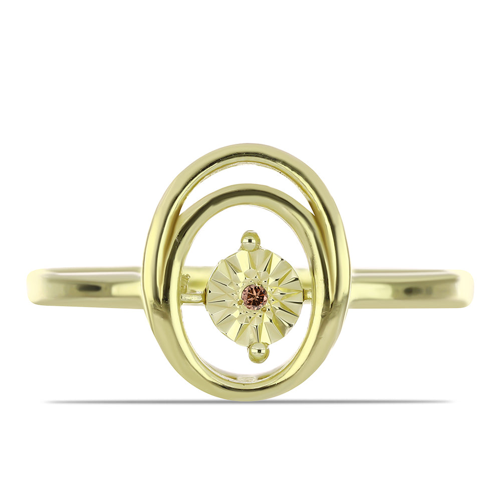 Inel din Argint 925 Placat cu Aur ( 2.52 grame ) cu Diamant Coniac 0.01 Carate