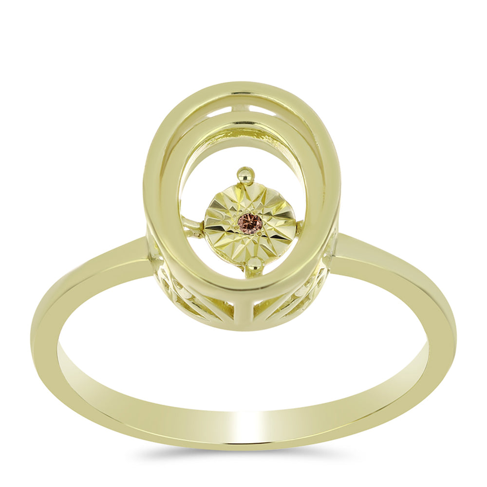 Inel din Argint 925 Placat cu Aur ( 2.52 grame ) cu Diamant Coniac 0.01 Carate
