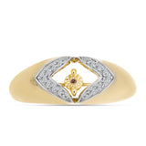 Inel din Argint 925 Placat cu Aur ( 5 grame ) cu Diamant Coniac și Topaz Alb 0.14 Carate