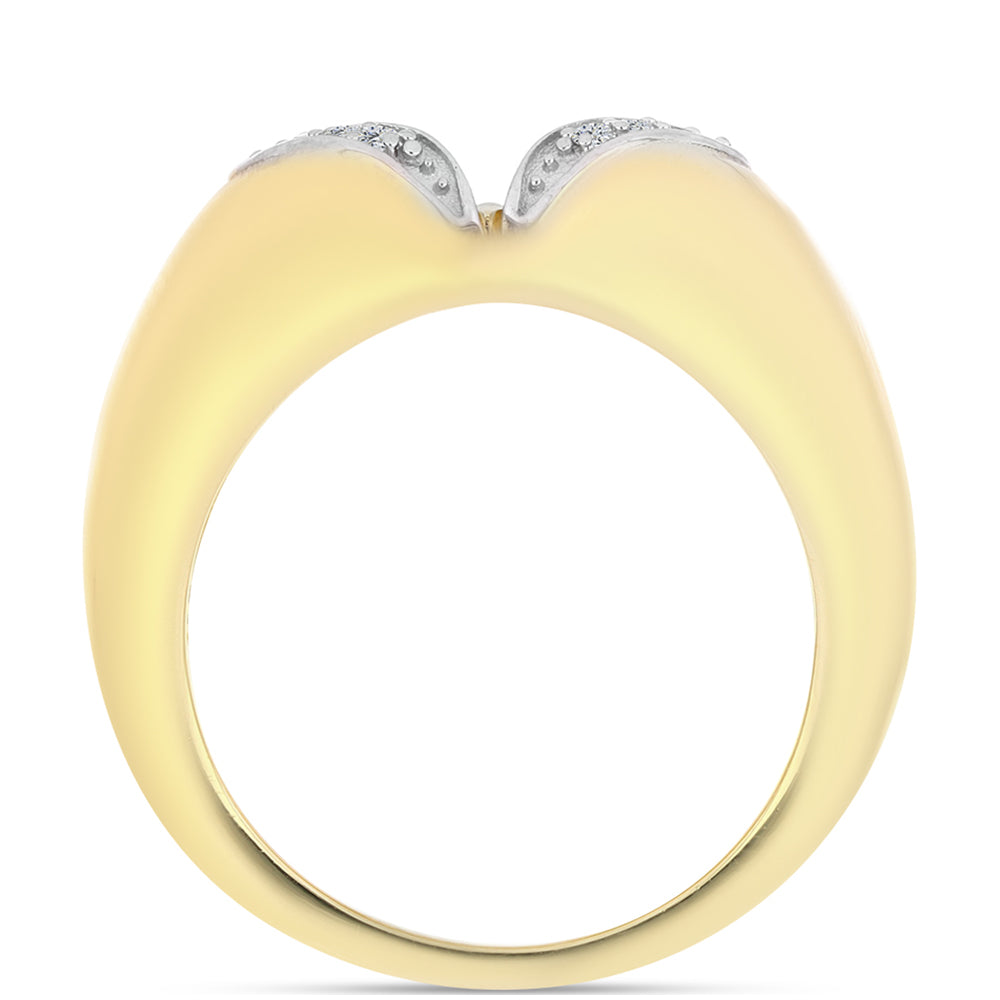 Inel din Argint 925 Placat cu Aur ( 5 grame ) cu Diamant Coniac și Topaz Alb 0.14 Carate