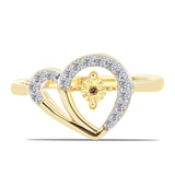 Inel din Argint 925 Placat cu Aur ( 3.36 grame ) cu Diamant Coniac și Topaz Alb 0.22 Carate