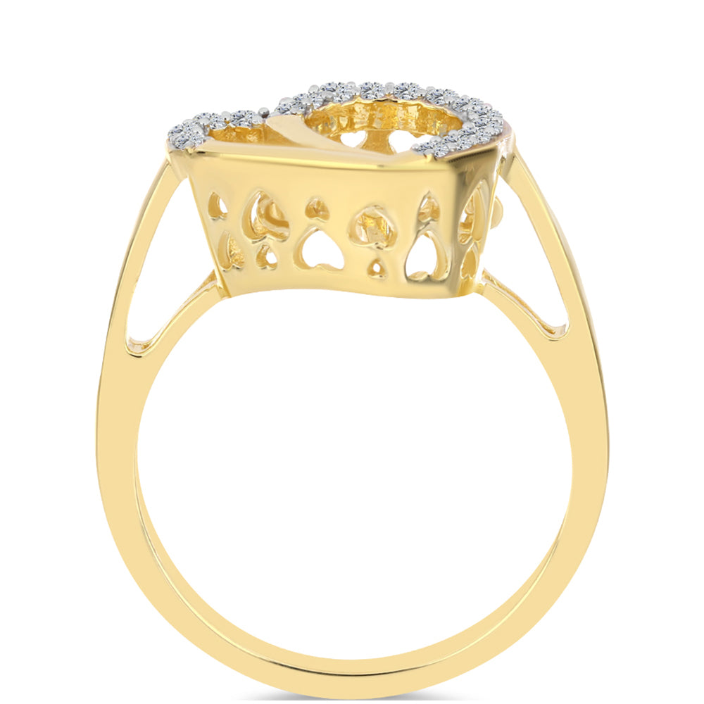 Inel din Argint 925 Placat cu Aur ( 3.36 grame ) cu Diamant Coniac și Topaz Alb 0.22 Carate