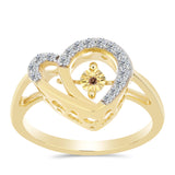 Inel din Argint 925 Placat cu Aur ( 3.36 grame ) cu Diamant Coniac și Topaz Alb 0.22 Carate