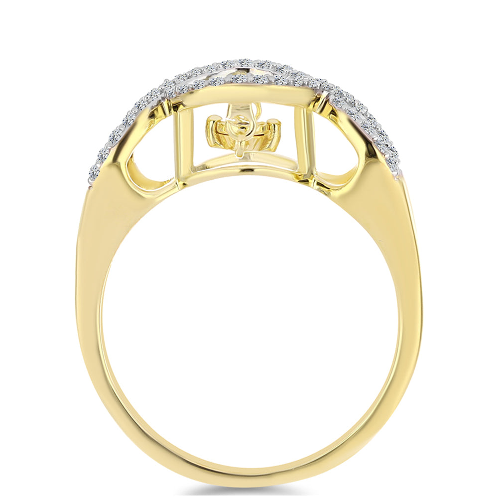 Inel din Argint 925 Placat cu Aur ( 3.72 grame ) cu Diamant Coniac și Topaz Alb 0.38 Carate