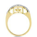 Inel din Argint 925 Placat cu Aur ( 3.72 grame ) cu Diamant Coniac și Topaz Alb 0.38 Carate