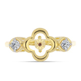 Inel din Argint 925 Placat cu Aur ( 3.2 grame ) cu Diamant Coniac și Topaz Alb 0.28 Carate