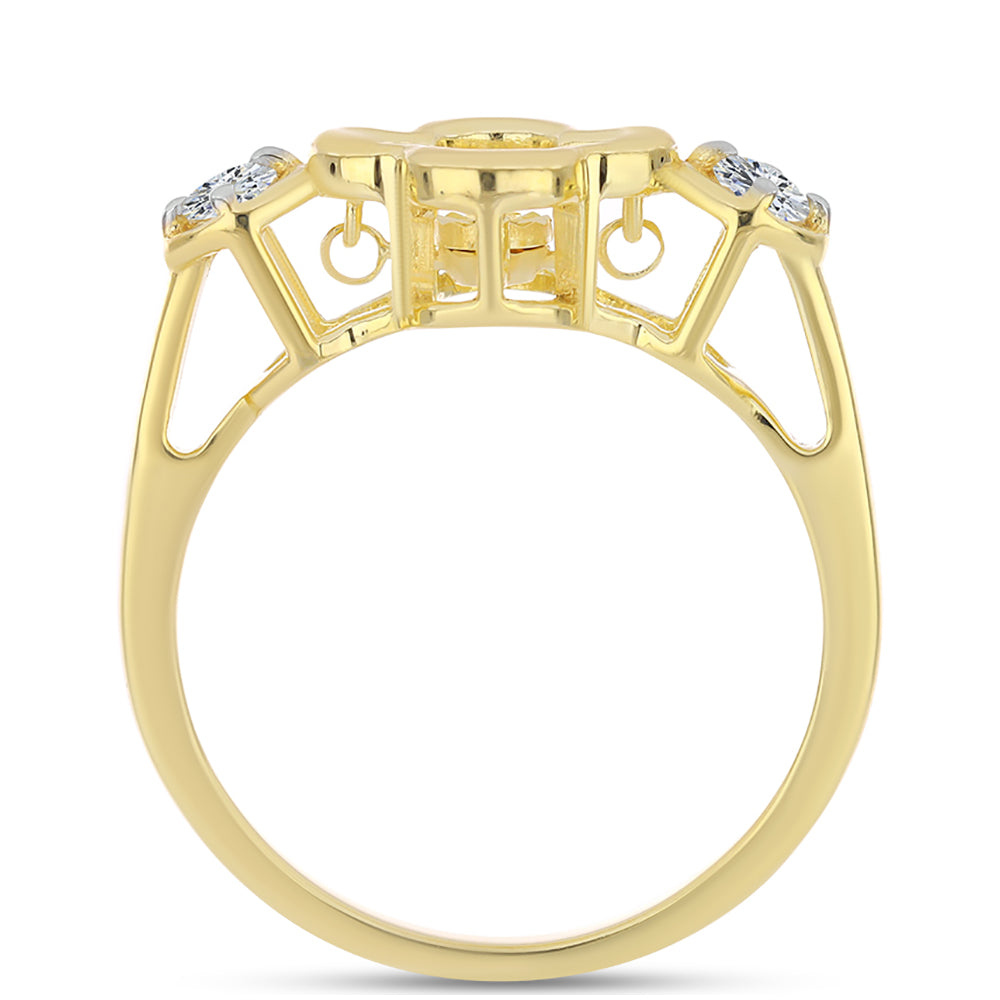 Inel din Argint 925 Placat cu Aur ( 3.2 grame ) cu Diamant Coniac și Topaz Alb 0.28 Carate