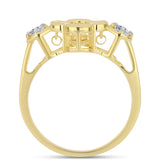 Inel din Argint 925 Placat cu Aur ( 3.2 grame ) cu Diamant Coniac și Topaz Alb 0.28 Carate