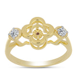 Inel din Argint 925 Placat cu Aur ( 3.2 grame ) cu Diamant Coniac și Topaz Alb 0.28 Carate