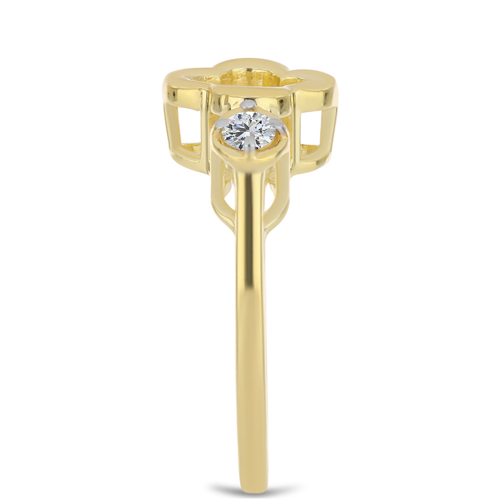 Inel din Argint 925 Placat cu Aur ( 3.2 grame ) cu Diamant Coniac și Topaz Alb 0.28 Carate