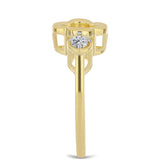 Inel din Argint 925 Placat cu Aur ( 3.2 grame ) cu Diamant Coniac și Topaz Alb 0.28 Carate