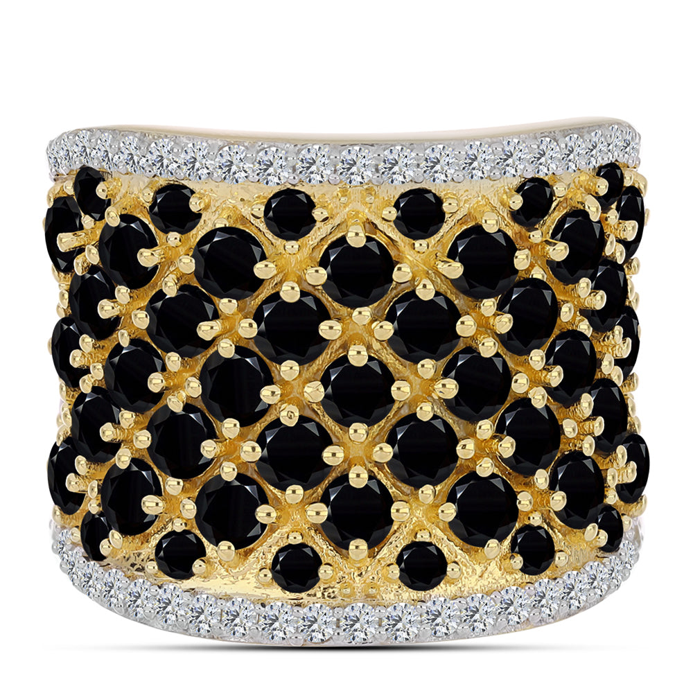 Inel din Argint 925 Placat cu Aur ( 10.48 grame ) cu Onix Negru 5.55 Carate