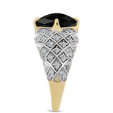 Inel din Argint 925 Placat cu Aur ( 4.61 grame ) cu Onix Negru și Topaz Alb 4.02 Carate
