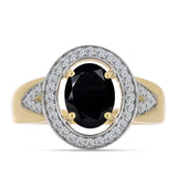 Inel din Argint 925 Placat cu Aur ( 4.21 grame ) cu Onix Negru și Topaz Alb 2.04 Carate