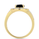 Inel din Argint 925 Placat cu Aur ( 4.21 grame ) cu Onix Negru și Topaz Alb 2.04 Carate