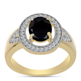 Inel din Argint 925 Placat cu Aur ( 4.21 grame ) cu Onix Negru și Topaz Alb 2.04 Carate