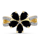 Inel din Argint 925 Placat cu Aur ( 3.38 grame ) cu Onix Negru și Topaz Alb 2.11 Carate