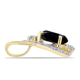 Pandantiv din Argint 925 Placat cu Aur ( 1.07 grame ) cu Onix Negru și Topaz Alb 1.32 Carate
