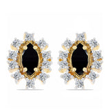 Cercei din Argint 925 Placat cu Aur ( 2.58 grame ) cu Onix Negru și Topaz Alb 1.76 Carate