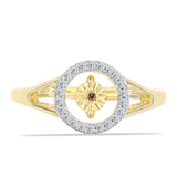 Inel din Argint 925 Placat cu Aur ( 3.83 grame ) cu Diamant Coniac și Topaz Alb 0.16 Carate