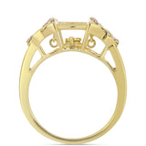 Inel din Argint 925 Placat cu Aur ( 3.86 grame ) cu Diamant Coniac și Topaz Alb 0.1 Carate