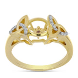 Inel din Argint 925 Placat cu Aur ( 3.86 grame ) cu Diamant Coniac și Topaz Alb 0.1 Carate