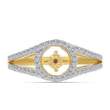 Inel din Argint 925 Placat cu Aur ( 3.55 grame ) cu Diamant Coniac și Topaz Alb 0.49 Carate