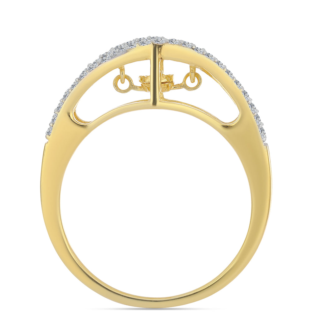 Inel din Argint 925 Placat cu Aur ( 3.55 grame ) cu Diamant Coniac și Topaz Alb 0.49 Carate