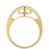 Inel din Argint 925 Placat cu Aur ( 3.55 grame ) cu Diamant Coniac și Topaz Alb 0.49 Carate