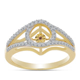 Inel din Argint 925 Placat cu Aur ( 3.55 grame ) cu Diamant Coniac și Topaz Alb 0.49 Carate