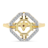 Inel din Argint 925 Placat cu Aur ( 4.93 grame ) cu Diamant Coniac și Topaz Alb 0.29 Carate