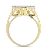 Inel din Argint 925 Placat cu Aur ( 4.93 grame ) cu Diamant Coniac și Topaz Alb 0.29 Carate