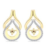Cercei din Argint 925 Placat cu Aur ( 6.74 grame ) cu Diamant Coniac și Topaz Alb 0.46 Carate