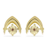 Cercei din Argint 925 Placat cu Aur ( 2.56 grame ) cu Diamant Coniac 0.02 Carate